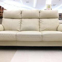 札幌市/清田区 スイートデコレーション 3人掛けソファ 3Pソファ 合皮 白/クリーム系 生活家具 札幌市/清田区 スイートデコレーション 3人掛けソファ 3Pソファ