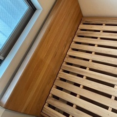 ダブルベッド　ベッドフレーム　すのこベッド　オーク材　の画像
