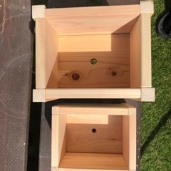 檜の植木鉢　二個セット　タイプＡ　ハンドメイドの画像