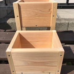 檜の植木鉢　二個セット　タイプＡ　ハンドメイドの画像
