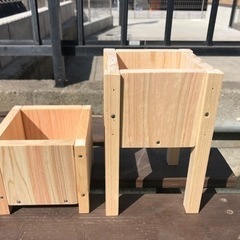 檜の植木鉢　タイプＢ　ハンドメイド　二個セットの画像