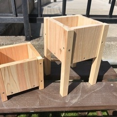 檜の植木鉢　タイプＢ　ハンドメイド　二個セットの画像