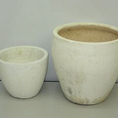 stp-1336　植木鉢　2個セット　テラコッタ　陶器製　白　フ...