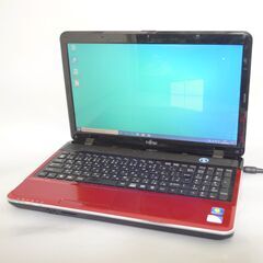 大容量HDD-750GB Wi-Fi有 赤色 ノートパソコン 15.6型 富士通 AH42/E 中古