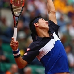 錦織圭選手着用デザイン UNIQLO ポロシャツ M 黒白青の画像