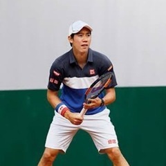 錦織圭選手着用デザイン UNIQLO ポロシャツ M 黒白青の画像