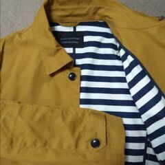 ナノ・ユニバース ボーダー柄ボンディングコート ロングコートの画像