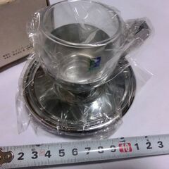 🔷お話し中、DEMITASSE-5、ステンとガラスの組み合わせ、5点、綺麗、未使用箱入り、👉お手数おかけしたします、お問い合わせ前にプロフィールをお読み下さい。の画像