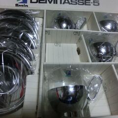 🔷お話し中、DEMITASSE-5、ステンとガラスの組み合わせ、5点、綺麗、未使用箱入り、👉お手数おかけしたします、お問い合わせ前にプロフィールをお読み下さい。の画像