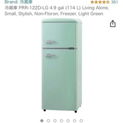 6ヶ月使用 レトロ冷蔵庫 114L 保証書付き(PRR-122D...