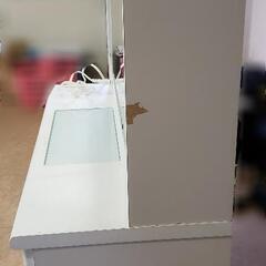 鏡台 白 ミラー /三面鏡 収納引き出し付き　コンセント有りの画像