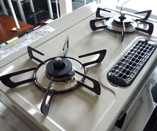 リンナイ LPガス用 ガステーブル 2020年製 KG34NBER 右強火 水無し 片面焼きグリル ベージュ 札幌市東区 新道東店