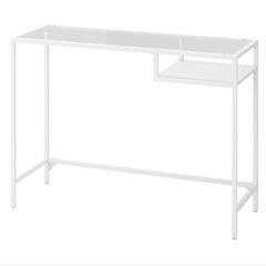 【中古引取のみ】IKEAノートパソコン用デスク(強化ガラス、白)