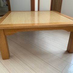 最終値下げ❗️天然木　多機能卓　こたつ付きテーブル　コタツ毛布付き