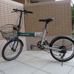 折りたたみ自転車　20インチ　6段変速　かご付