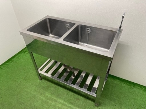業務用　ステンレス　２槽シンク流し台　店舗　飲食店　W９００ｘＤ４５０ｘＨ８００ｍｍ