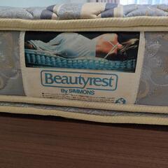 【シモンズマットレス付美品!大量収納!】はね上げ収納シングルベッドの画像