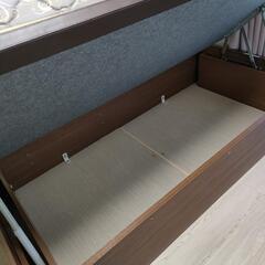 【シモンズマットレス付美品!大量収納!】はね上げ収納シングルベッドの画像