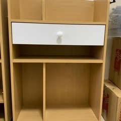 リビングラック フック＆キャスター付き 幅60cm 子供部屋 収納 本棚 子供用 木製 ナチュラルの画像