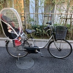 値下げ！パナソニック　電動自転車　子ども乗せ、カバー、電池、充電器付き