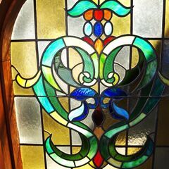 ステンドグラス　レッドケイム　フロアライト　照明　の画像