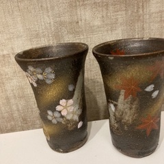 紅葉、桜のビアジョッキー