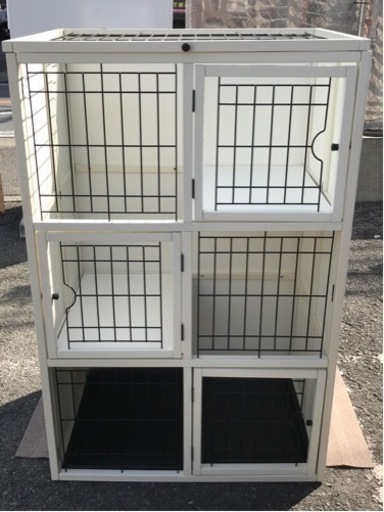 ▼△廃盤！ナチュラルワン▼△猫用 三段ウッドケージ ホワイト 犬 ペット AK271