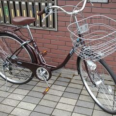 26 inchシティーサイクル 6段変速 オートライト コゲ茶 ほぼ新品 定価