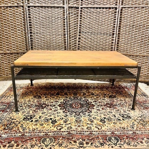 【売約済み】　A KELT ケルト　リビングテーブル　センターテーブル　ローテーブル　インダストリアル　アイアン　無垢材　パイン材　ソファテーブル　検　ビンテージ　エイジング　ダメージ加工　リセノ　リセノインテリア　receno kirario キラリオ