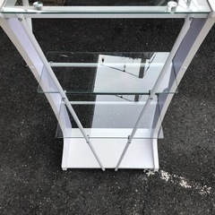 9月21日まで！◆ガラスラック◆シェルフ 3段 ホワイト▽AK791の画像