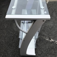 9月21日まで！◆ガラスラック◆シェルフ 3段 ホワイト▽AK791の画像