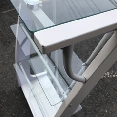 9月21日まで！◆ガラスラック◆シェルフ 3段 ホワイト▽AK791の画像