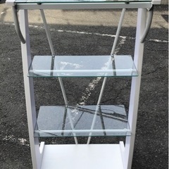 9月21日まで！◆ガラスラック◆シェルフ 3段 ホワイト▽AK791