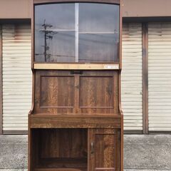 木製 勉強机 学習机 作業机 収納棚付 昭和レトロ 幅88cm×...