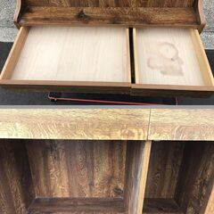 木製 勉強机 学習机 作業机 収納棚付 昭和レトロ 幅88cm×奥行45cm×高さ181cmの画像