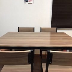 木目調シンプルダイニングテーブルセット椅子4脚