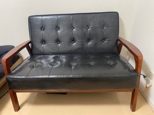 ■美品！レザー調アンティークソファー　カリモク60K風