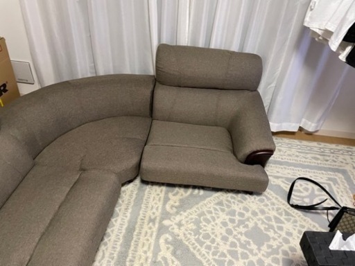 ソファ4点セット リビングソファ ローソファ ソファー ヨハン 脚付き ブラウン 2WAY