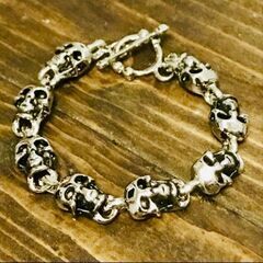 【断捨離価格】人気☆スカルチェーンブレスレット ドクロ 髑髏 骸骨 ガイコツの画像