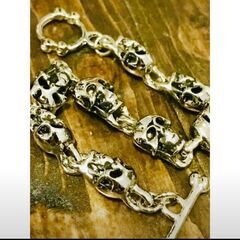 【断捨離価格】人気☆スカルチェーンブレスレット ドクロ 髑髏 骸骨 ガイコツの画像