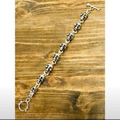 【断捨離価格】人気☆スカルチェーンブレスレット ドクロ 髑髏 骸骨 ガイコツの画像