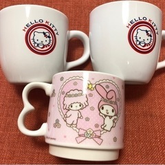キティーちゃん、マイメロ　マグカップ　3個組の画像