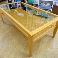 コスガ センターテーブル ガラス天板 幅110㎝ 棚付き KOSUGA リビング