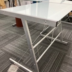【美品】おしゃれL字型事務机　ガラス天板 パソコンデスク L型 ...