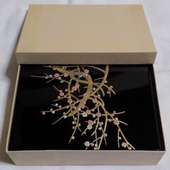 【日本大学商学部】山中塗 長角小箱 光琳梅 北市漆器店の画像