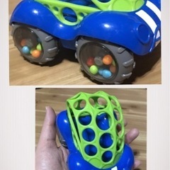 オーボール ラトル＆ロール グリーン×ブルー 車 ベビー おもちゃ の画像
