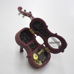 ヴァイオリン型オルゴール ジュエリーケース 「晴れたらいいね」 赤系 レディメイト ソナタ LADY MATE sonata 元箱付き 札幌 厚別店の画像
