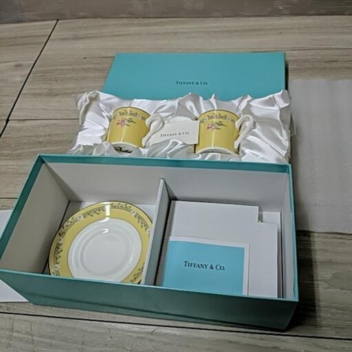 TIFFANY\u0026Co. ティファニー デミタスカップ\u0026ソーサ　ピンクチューリップ　2客セット　新品未使用品
