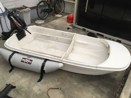 分割ボート  免許不要　2馬力　サイドフロートのセット