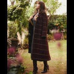 Her lip to　Herringbone Wool-Blend Chester Coat